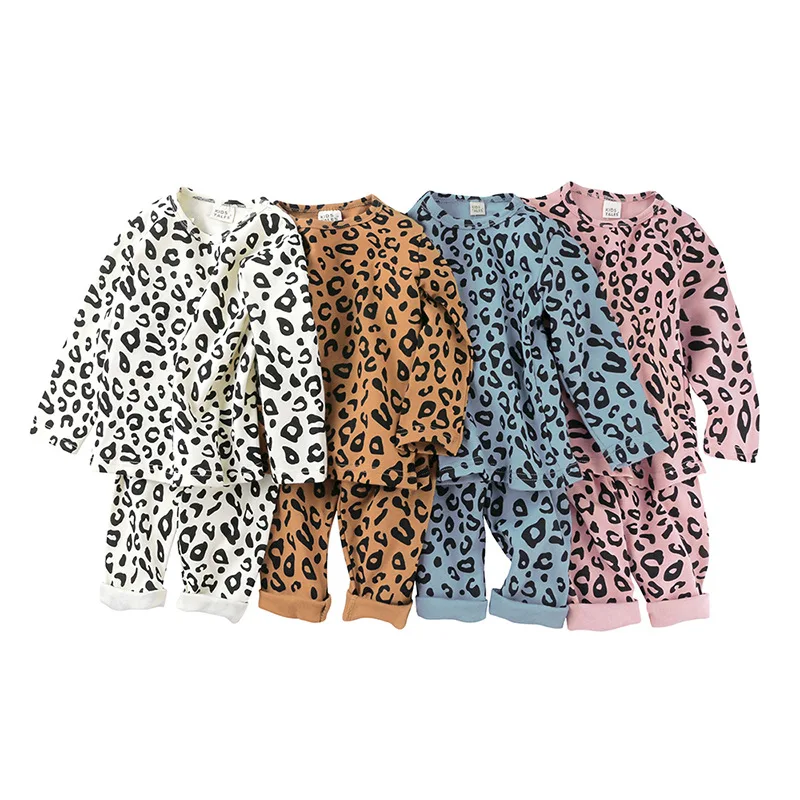 

Wholesale Leopard Fall Children Boys Girls Pajamas Sleepwear 100% Cotton Kids Pyjamas Set, Picture shows