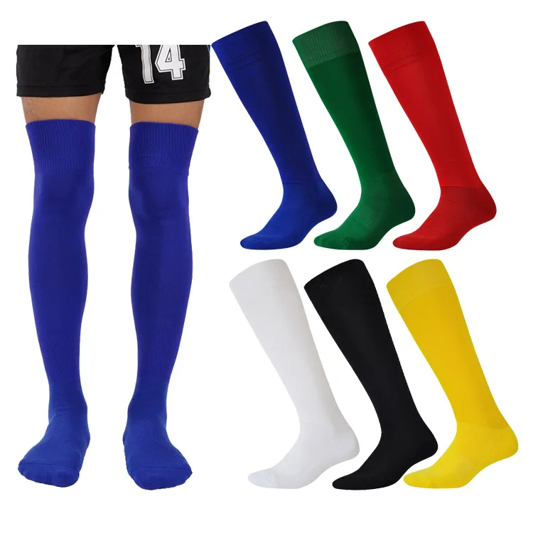 Plain Solid Color Over Knee Custom Logo Print Long Soccer Socks Football Cushion Unisex, White black blue green/6 colors
Plain Solid Color Over Knee Custom Logo Print Long Soccer Socks Football Cushion Unisex, White black blue green/6 colors