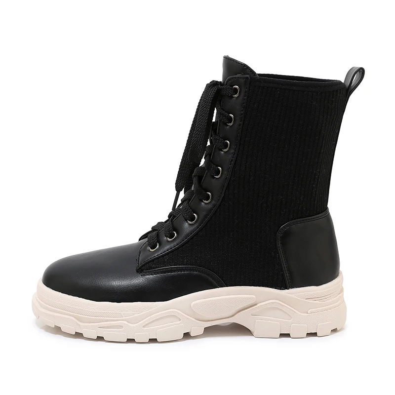Color matching Women Ankle Boots Fashion Flat Heell Lacing Shoes Women Casual Platform Shoes, White/black
Color matching Women Ankle Boots Fashion Flat Heell Lacing Shoes Women Casual Platform Shoes, White/black