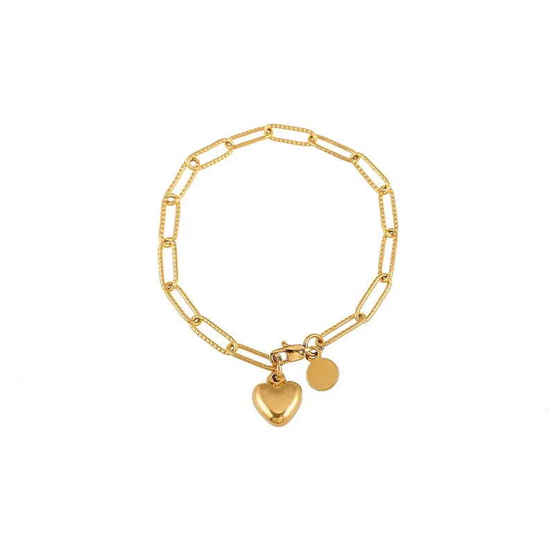 Gold Plated Jewelry Stainless Steel Heart Charm Paperclip Chain Bracelets Bangles
Gold Plated Jewelry Stainless Steel Heart Charm Paperclip Chain Bracelets Bangles