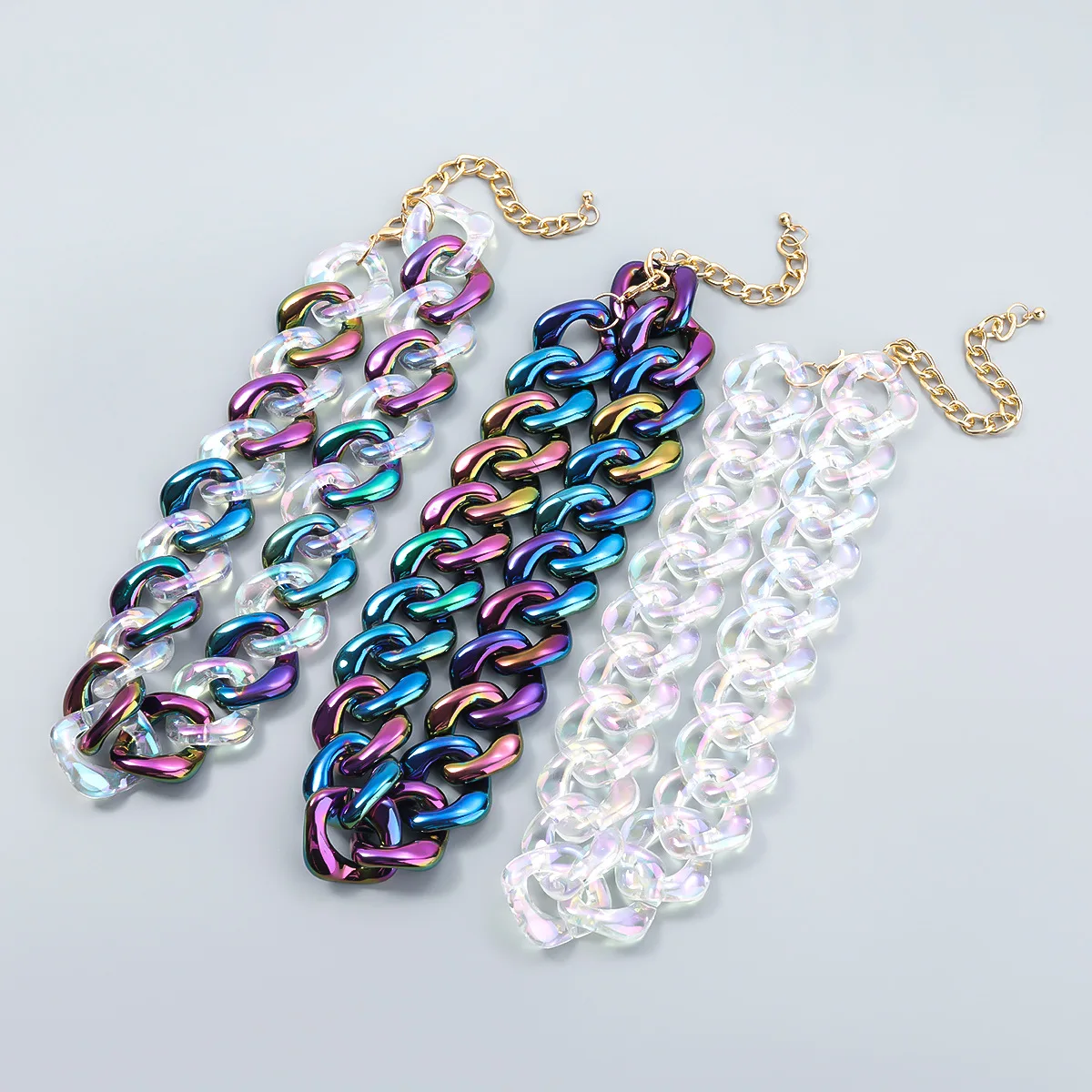 Hip Hops Fashion Style Thick Link Chain Resin Necklace Bohemia Colorful Thick Chain Choker Necklace
Hip Hops Fashion Style Thick Link Chain Resin Necklace Bohemia Colorful Thick Chain Choker Necklace