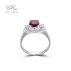 red garnet cz stone wedding ring in rhodium plated 925 silver bride jewelry