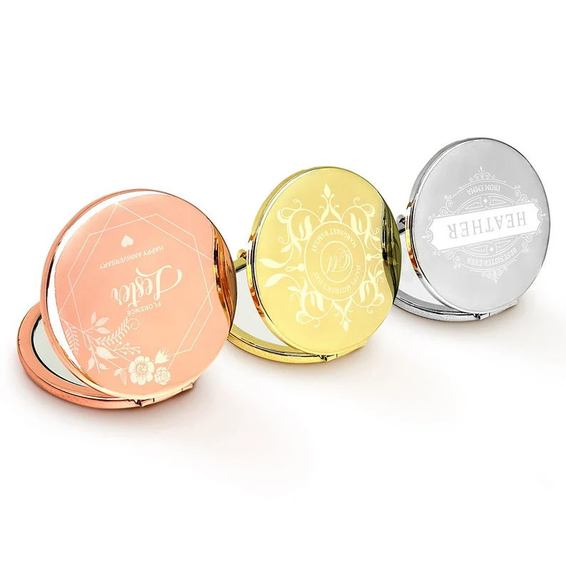 Double-sided folding metal cosmetic Pocket Mirror pretty Vanity Cosmetic Simple circular beauty logo custom gift small mirror, As show
Double-sided folding metal cosmetic Pocket Mirror pretty Vanity Cosmetic Simple circular beauty logo custom gift small mirror, As show