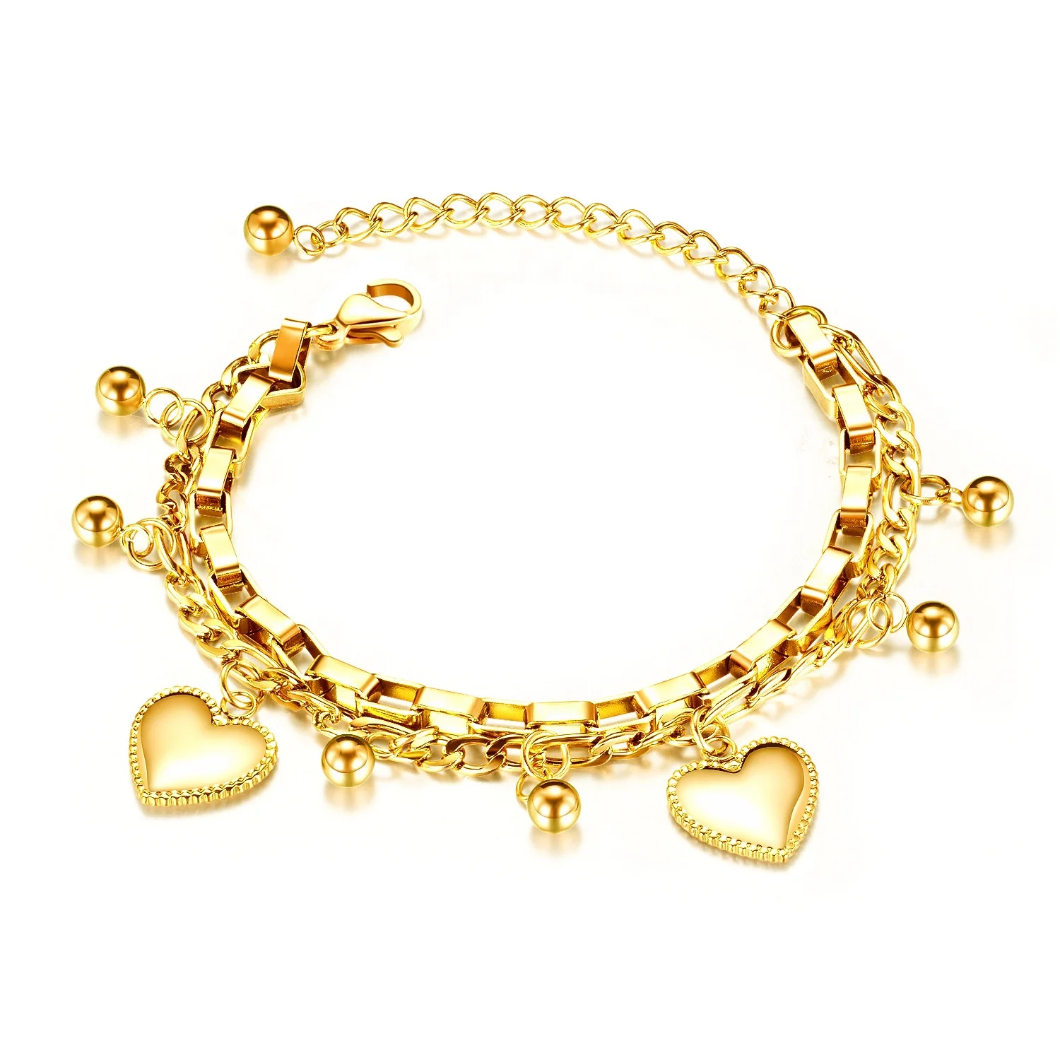 Jewelry Women 2020 New Style Stainless Steel Bracelet Charm Thick Strap Chain Bracelets INS Vintage Gold Heart Pendant Bracelet, Gold and silver color
Jewelry Women 2020 New Style Stainless Steel Bracelet Charm Thick Strap Chain Bracelets INS Vintage Gold Heart Pendant Bracelet, Gold and silver color