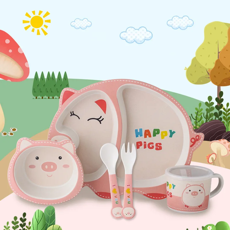 China OEM factory wholesale bamboo fiber tableware portable dish set cartoon cute compartment plate water cup fork spoon
China OEM factory wholesale bamboo fiber tableware portable dish set cartoon cute compartment plate water cup fork spoon