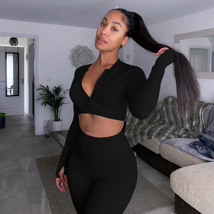 Casual Solid Two Pieces Women Outfit Zip Up Outfits With Fitted Sweatsuit High Waist Workout Leggings Pants, Gray,black,beige
Casual Solid Two Pieces Women Outfit Zip Up Outfits With Fitted Sweatsuit High Waist Workout Leggings Pants, Gray,black,beige