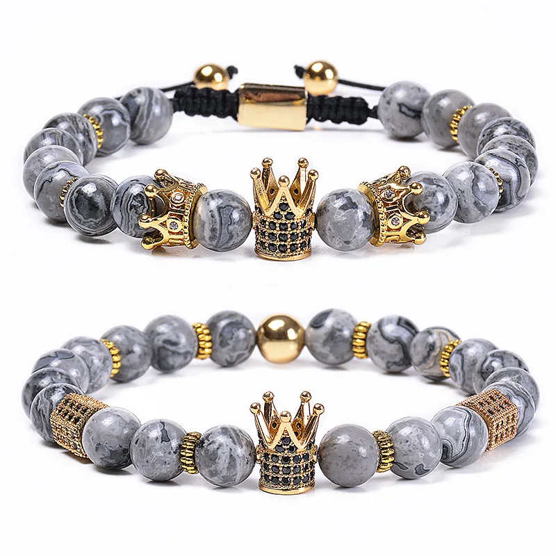 020 Jewelry gold White stone crown bracelet volcanic stone bracelet men natural stone bead bracelet
020 Jewelry gold White stone crown bracelet volcanic stone bracelet men natural stone bead bracelet