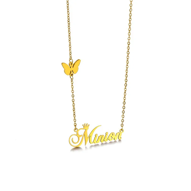 Stainless Steel Crown Chain Necklace Fashion Gold Silver Jewelry Personalize Name Butterfly Necklace
Stainless Steel Crown Chain Necklace Fashion Gold Silver Jewelry Personalize Name Butterfly Necklace