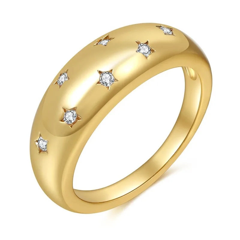 Large Geometric Star Zircon Stone Ring Gold Chunky Star Dome Ring 
Large Geometric Star Zircon Stone Ring Gold Chunky Star Dome Ring