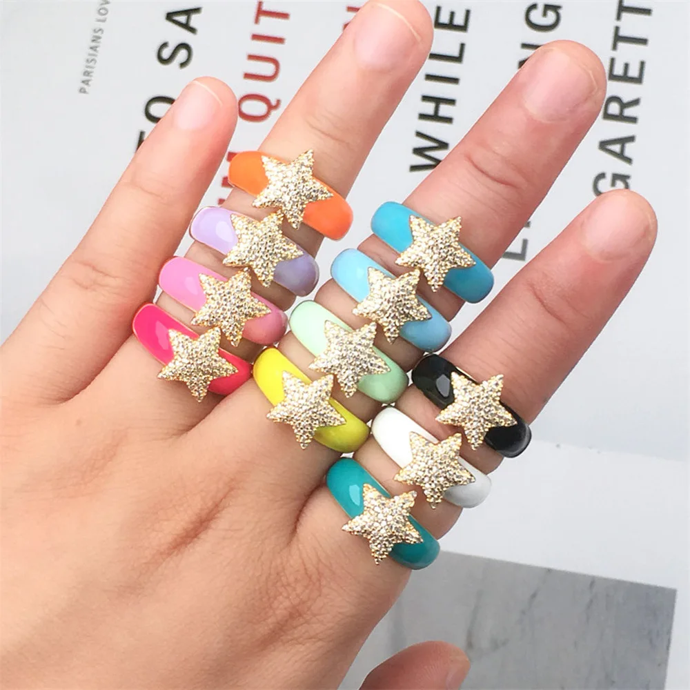 juhu star opening dripping oil enamel ring women popular trendy metal ring personality adjustable zircon index finger ring, Colorful
juhu star opening dripping oil enamel ring women popular trendy metal ring personality adjustable zircon index finger ring, Colorful