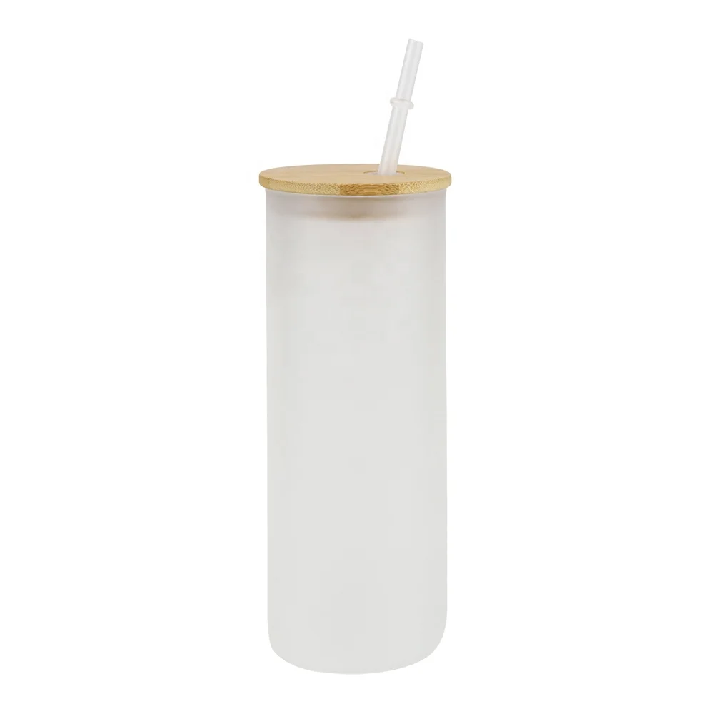 

Warehouse 12oz 16oz 25oz Clear Frosted Skinny Straight Blanks Sublimation Glass Tumblers With Plastic Straw And Lid