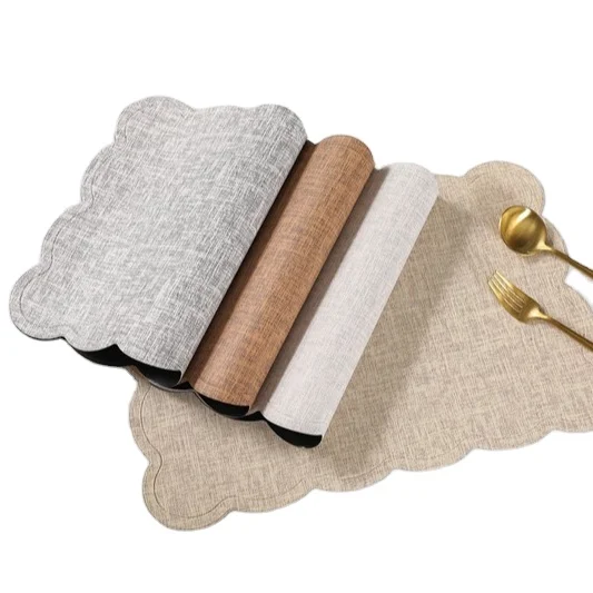 PU lace shape rectangle placemat non-slip flax surface table mat, Deep brown/white/light brown/grey
PU lace shape rectangle placemat non-slip flax surface table mat, Deep brown/white/light brown/grey