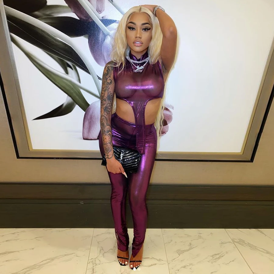 Peeqi Summer 2021 women clothing see through bodysuit mesh solid color tight fitting sheer top and pants two piece women's set
Peeqi Summer 2021 women clothing see through bodysuit mesh solid color tight fitting sheer top and pants two piece women's set