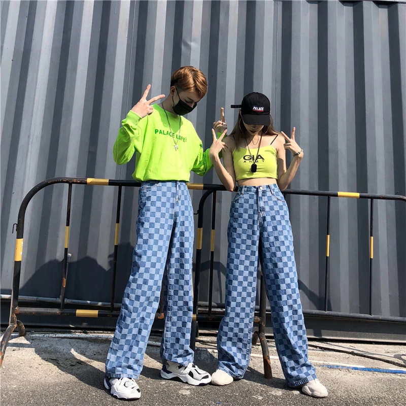 Jeans Women Plaid Pants Hip Hop New Female Wide Leg Pants Fashion Harajuku BF Vintage High Waist Denim Casual Pants
Jeans Women Plaid Pants Hip Hop New Female Wide Leg Pants Fashion Harajuku BF Vintage High Waist Denim Casual Pants