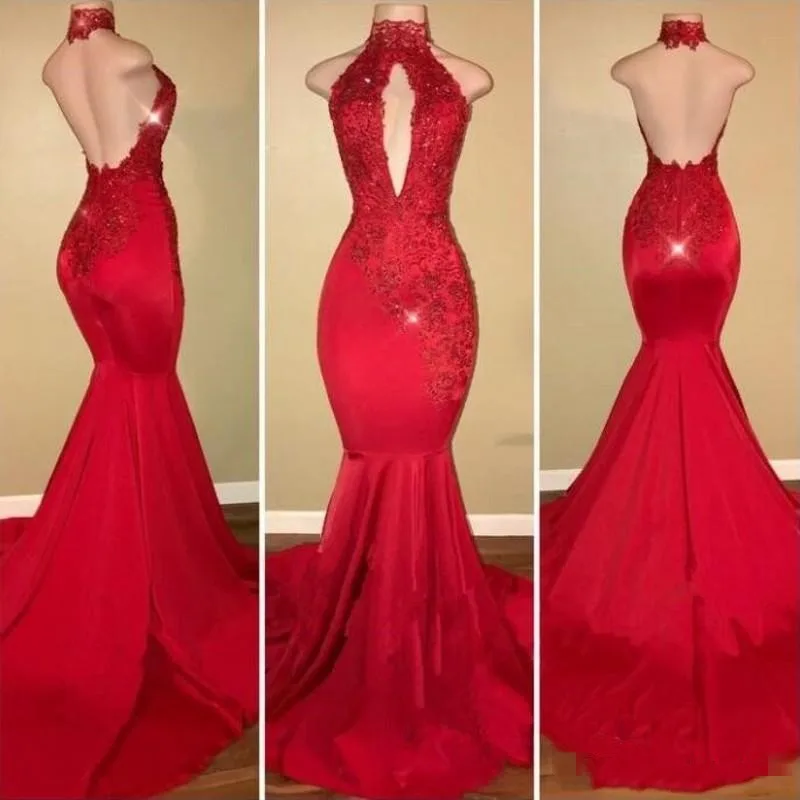 2020 Red Mermaid Prom Dresses for African Black Girls Vestido De Festa Sexy Backless Halter Lace Fashion Party Gowns, Same as picture/custom made
2020 Red Mermaid Prom Dresses for African Black Girls Vestido De Festa Sexy Backless Halter Lace Fashion Party Gowns, Same as picture/custom made