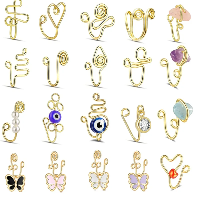 2021 Hot Adjustable Non Piercing Face Nose Ring 18K Gold Plated Clip on Nose Ring Pearl Eye Crystal African Nose Cuff for Women, Gold ,silver
2021 Hot Adjustable Non Piercing Face Nose Ring 18K Gold Plated Clip on Nose Ring Pearl Eye Crystal African Nose Cuff for Women, Gold ,silver