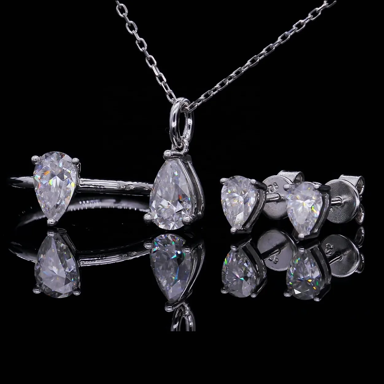 Abiding Jewelry Wholesale Pear Shape Moissanite China Manufacture Custom Silver 925 Sterling Jewelry Set
Abiding Jewelry Wholesale Pear Shape Moissanite China Manufacture Custom Silver 925 Sterling Jewelry Set