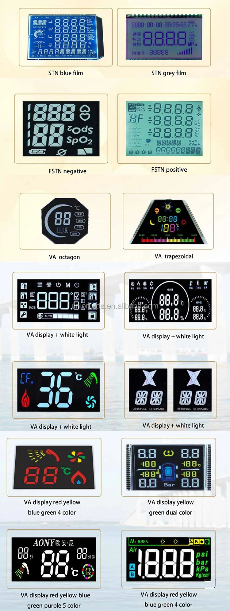 Lower Cost 2 Digit Segment Display Glass LCD Screen with TN Type
