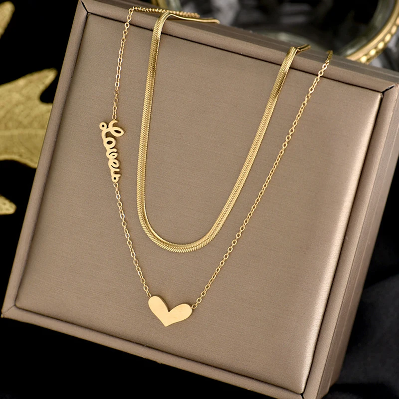 Dainty Love Heart Pendant Necklace Gold Plated Stainless Steel Layered Necklace For Women Girls Jewelry Gift
Dainty Love Heart Pendant Necklace Gold Plated Stainless Steel Layered Necklace For Women Girls Jewelry Gift