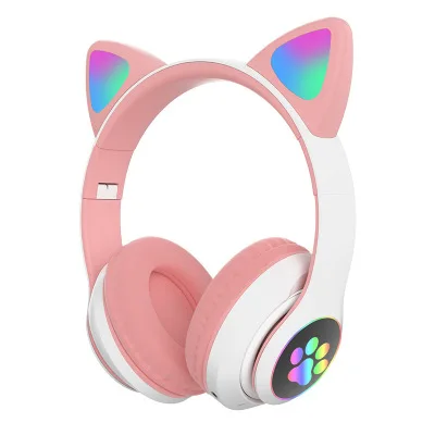 

Hifi Stereo Cat Ear Wireless Headphones Flashing Glowing 7 Colors Led Light Gaming Gamer Earphone Blue Tooth Handsfree Headset