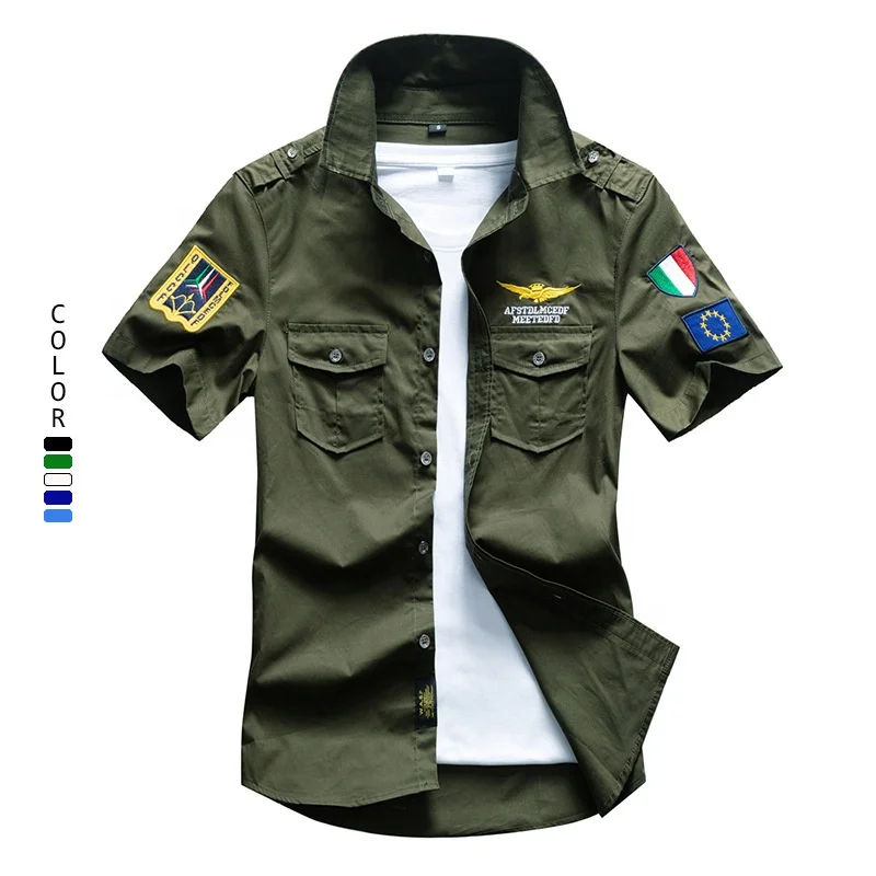 S-6XL! Hot Sale 2021 Cotton Men's Short-Sleeved Shirt Army Green MA1 Embroidered Casual Cropped Plus Size Men's Shirts, Custom color
S-6XL! Hot Sale 2021 Cotton Men's Short-Sleeved Shirt Army Green MA1 Embroidered Casual Cropped Plus Size Men's Shirts, Custom color