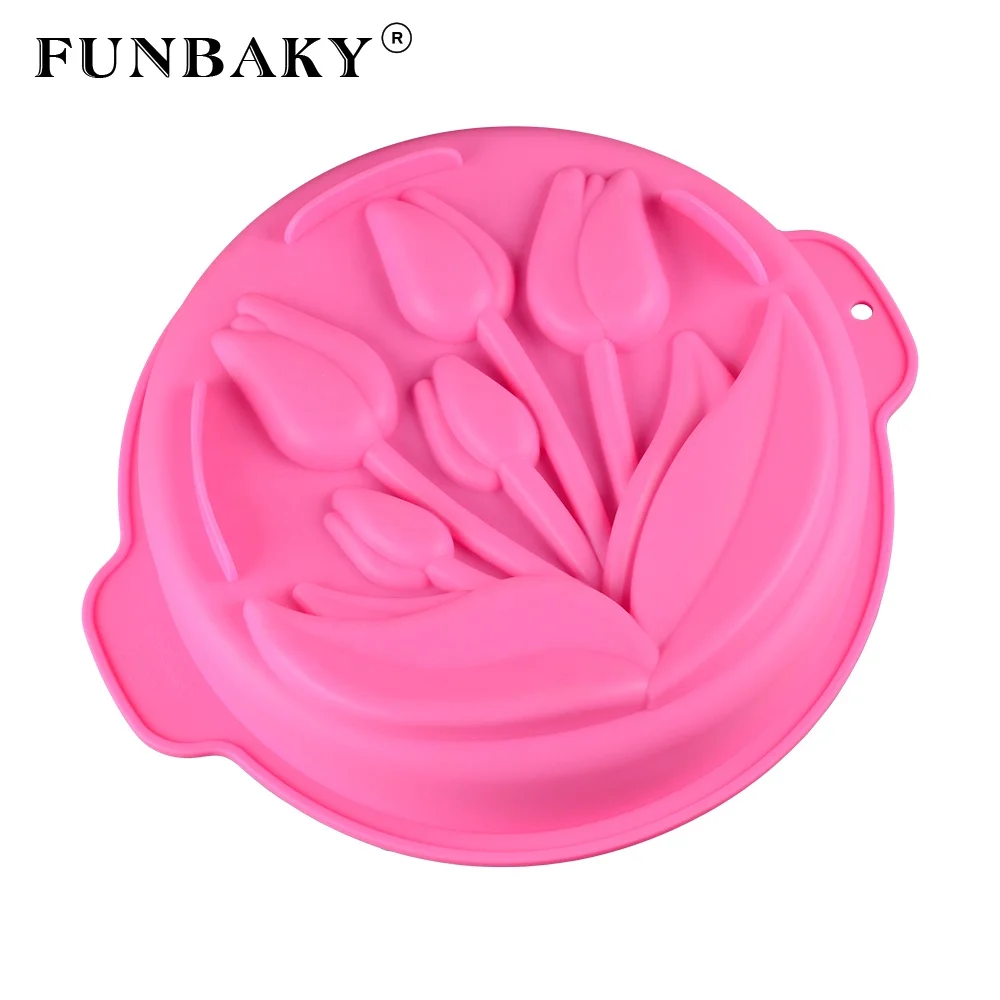 FUNBAKY Baking silicone mold round circle tulip flower embossing shape chiffon cake mold for family party, Customized color
FUNBAKY Baking silicone mold round circle tulip flower embossing shape chiffon cake mold for family party, Customized color