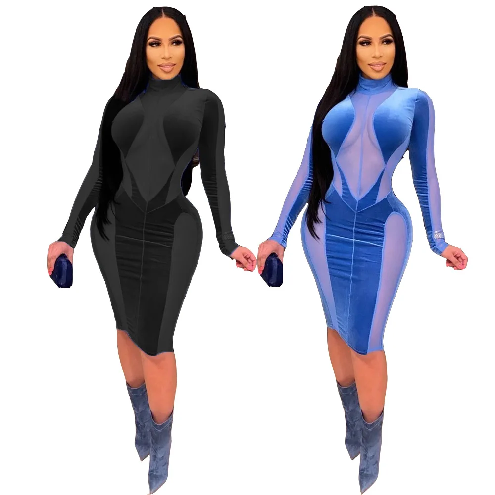 New Fashion 2022 Dress for Ladies Long Sleeve Velvet Velour Mesh Patchwork Midi Dresses Women Casual
New Fashion 2022 Dress for Ladies Long Sleeve Velvet Velour Mesh Patchwork Midi Dresses Women Casual
