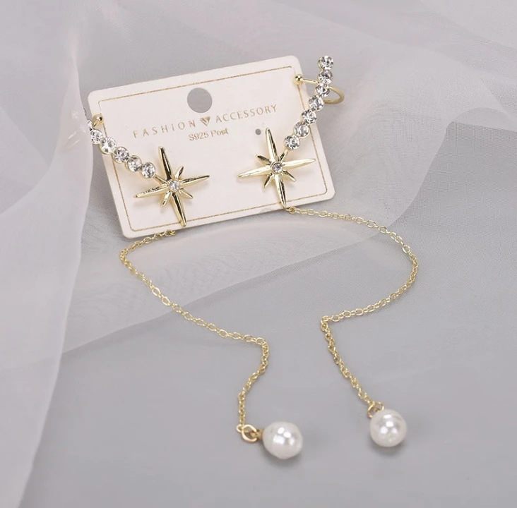 S925 silver post long pearl earrings ear bone clip tassel earrings Korean personality earrings
S925 silver post long pearl earrings ear bone clip tassel earrings Korean personality earrings