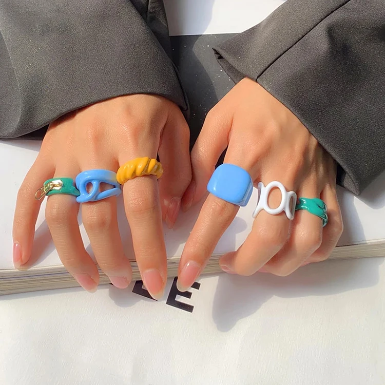 Trendy Colorful Dripping Oil Geometric Rings Hand Painted Irregular Open Rings, Clear
Trendy Colorful Dripping Oil Geometric Rings Hand Painted Irregular Open Rings, Clear