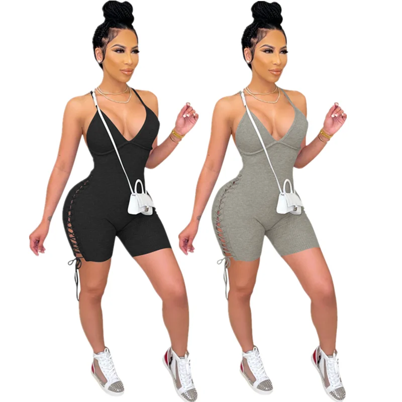 Summer Sexy Hollow Backless Elastic Strap OnePiece Five-Cent Slacks Romper Jumpsuit, As picture
Summer Sexy Hollow Backless Elastic Strap OnePiece Five-Cent Slacks Romper Jumpsuit, As picture