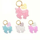4 color unicorn acrylic glittering Acetate Key chains acrylic Customized Keychain
