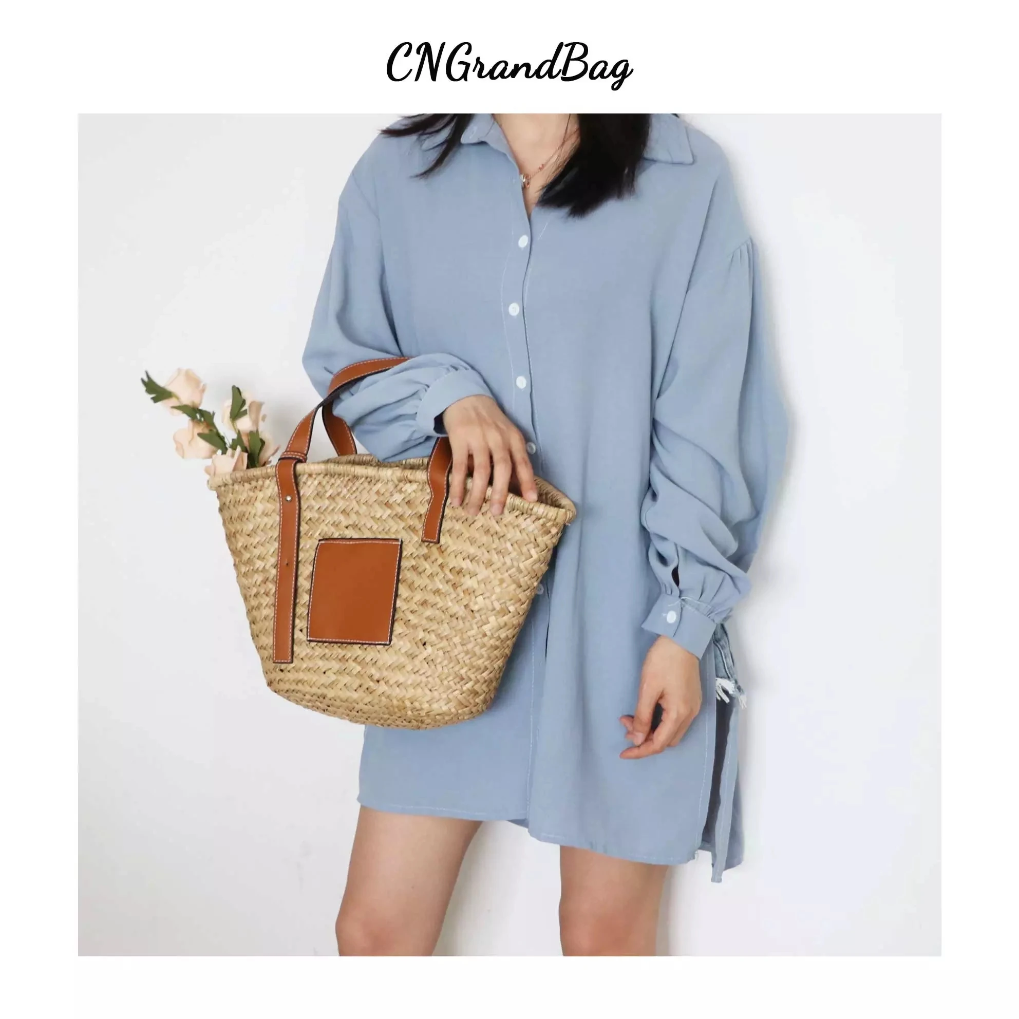 Custom Handmade Woven Summer Beach Tote Bag Large Capacity Straw Bag Women's Basket Leather Straps Rattan Bag
Custom Handmade Woven Summer Beach Tote Bag Large Capacity Straw Bag Women's Basket Leather Straps Rattan Bag