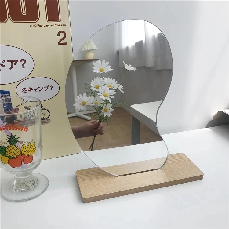 Makeup Mirror Ins Irregular Acrylic Decorative Mirror Wooden Base Cosmetic Mirror For Girls
Makeup Mirror Ins Irregular Acrylic Decorative Mirror Wooden Base Cosmetic Mirror For Girls