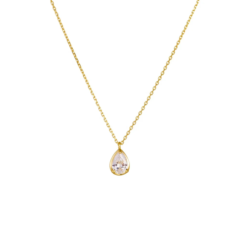 2023 New Minimalist Jewelry Gold Vermeil Silver 925 Zirconia Simple Solitaire stone Pear Bezel-Set Pendant Necklace for Girl
2023 New Minimalist Jewelry Gold Vermeil Silver 925 Zirconia Simple Solitaire stone Pear Bezel-Set Pendant Necklace for Girl