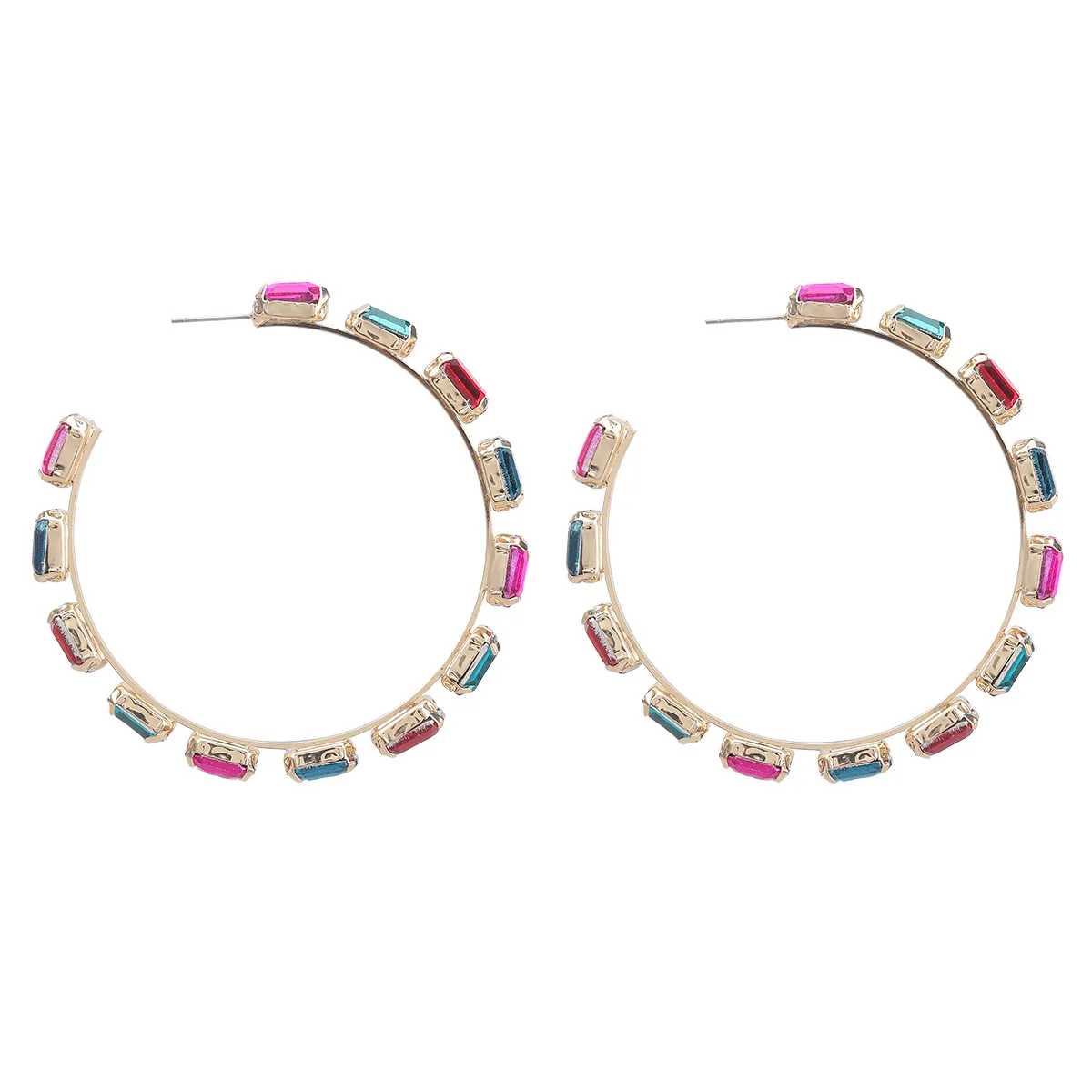Amazon Best Selling Full Diamond C Shaped Hoop Earrings Square Crystal Big Circle Hoop Earrings 
Amazon Best Selling Full Diamond C Shaped Hoop Earrings Square Crystal Big Circle Hoop Earrings