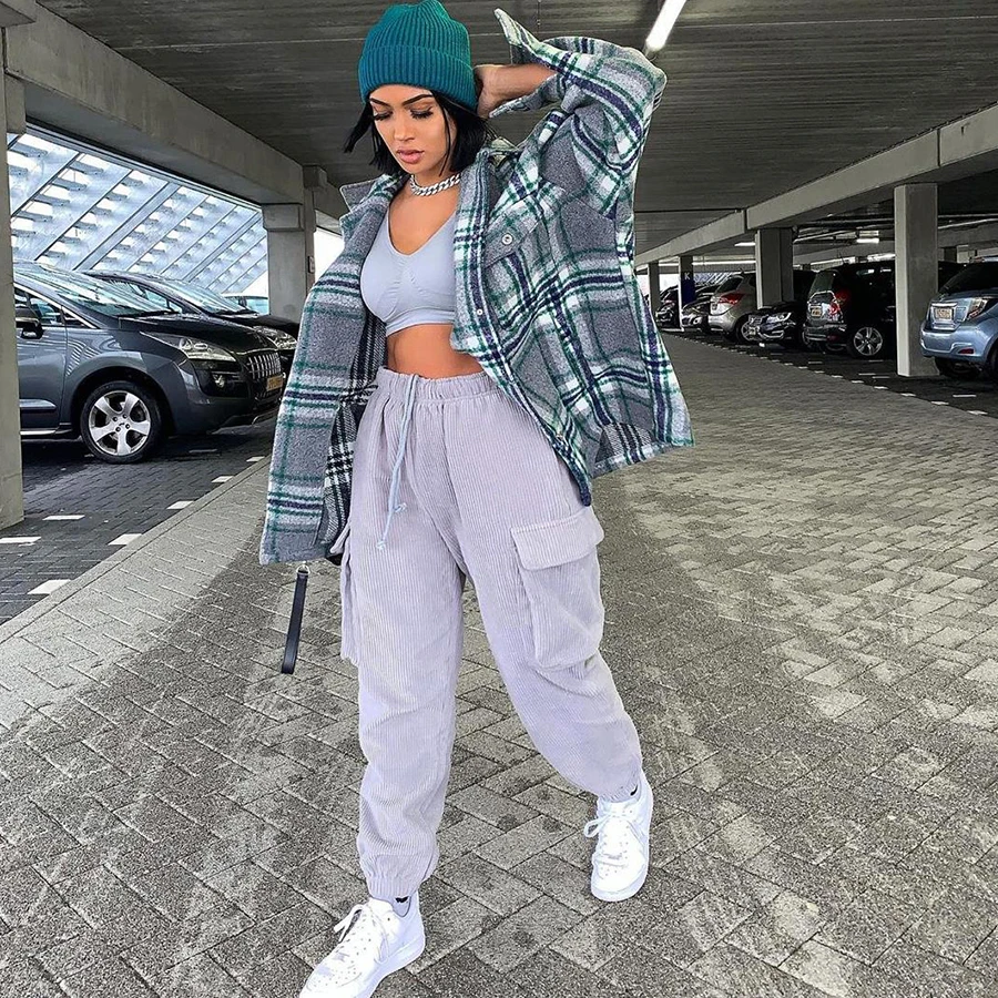 Nibber K20P08718 Drawstring Side Pockets Corduroy Sweat Pants Women Wide Leg Ankle Band Oversize Sporty Trousers Autumn Casual
Nibber K20P08718 Drawstring Side Pockets Corduroy Sweat Pants Women Wide Leg Ankle Band Oversize Sporty Trousers Autumn Casual