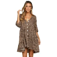 New Arrivals Leopard Print Women Dress V Neck Button Half Sleeves Swing Casual Dresses
New Arrivals Leopard Print Women Dress V Neck Button Half Sleeves Swing Casual Dresses