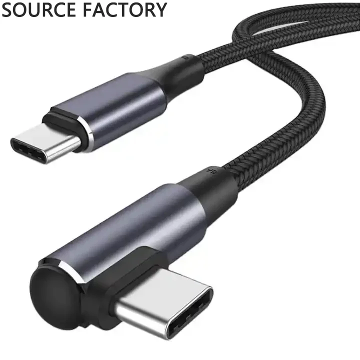 

100w 5a Pd Fast Charger Type C Cable 1M 2M Black 2.0 Cable Usb C To Usb C Right Angle 90 Degree Elbow Power Data Cable