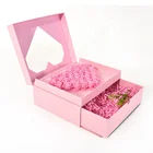 Custom Cardboard Rigid Window Gift Flower Box with Drawer
