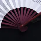 Bamboo Hand Fan Bamboo Characteristic Retro Printing Bamboo Folding Silk Cloth Hand Fan 8-Inch Fan Custom