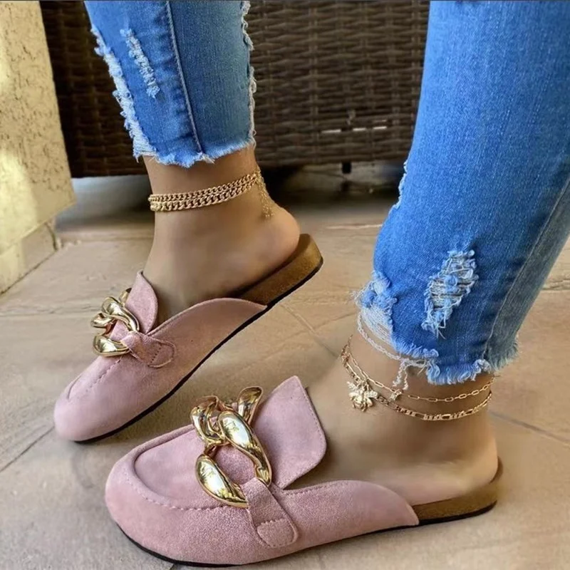 2021 Summer Wholesale Flat Slipper for Women Metal Chain Closed Toe Slides Flat Heel Summer Sandals Plus Size 10.5, Black,white.pink
2021 Summer Wholesale Flat Slipper for Women Metal Chain Closed Toe Slides Flat Heel Summer Sandals Plus Size 10.5, Black,white.pink