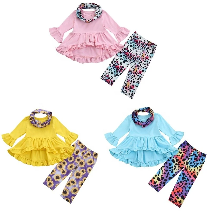 Spring Kids Clothing Sets Baby Girls Outfits Ruffles Dress Tops Leopard Flower Print Leggings With Scarf 3 Pcs Set, As picture
Spring Kids Clothing Sets Baby Girls Outfits Ruffles Dress Tops Leopard Flower Print Leggings With Scarf 3 Pcs Set, As picture