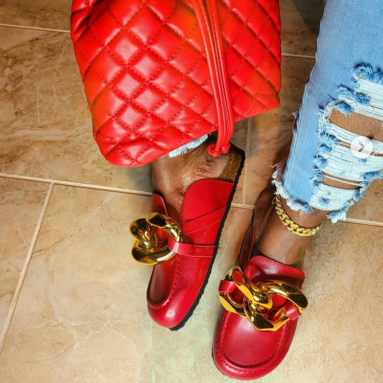 New Design Fashion Large Size Women Flat Slippers Closed Toe Slipper Outdoor Golden Chain Sandals Womens Casual Shoes
New Design Fashion Large Size Women Flat Slippers Closed Toe Slipper Outdoor Golden Chain Sandals Womens Casual Shoes