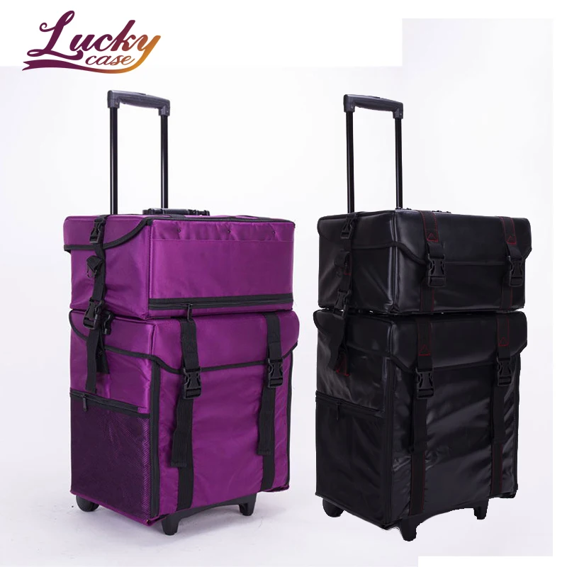Soft Rolling Makeup Case Waterproof Makeup Bag with Free Set of Mesh Bags 8 Plastic Drawers Nylon Cosmetic Storage Bag, Black/purple
Soft Rolling Makeup Case Waterproof Makeup Bag with Free Set of Mesh Bags 8 Plastic Drawers Nylon Cosmetic Storage Bag, Black/purple