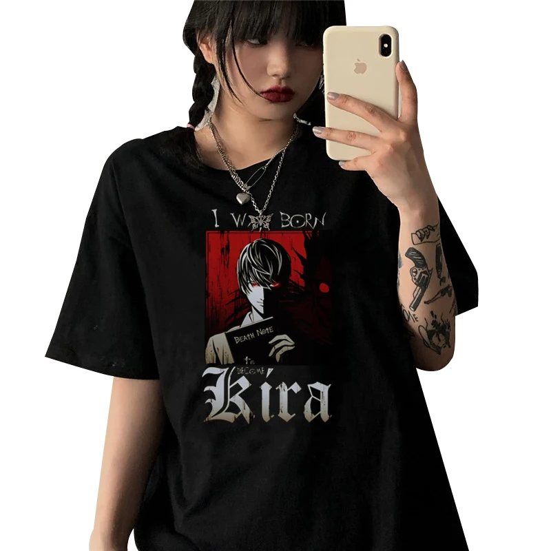 Gothic Japanese death note cartoon print Harajuku casual fashion simple punk hip hop cool girl Ulzzang women Short Sleeve tshirt, Customized color 
Gothic Japanese death note cartoon print Harajuku casual fashion simple punk hip hop cool girl Ulzzang women Short Sleeve tshirt, Customized color