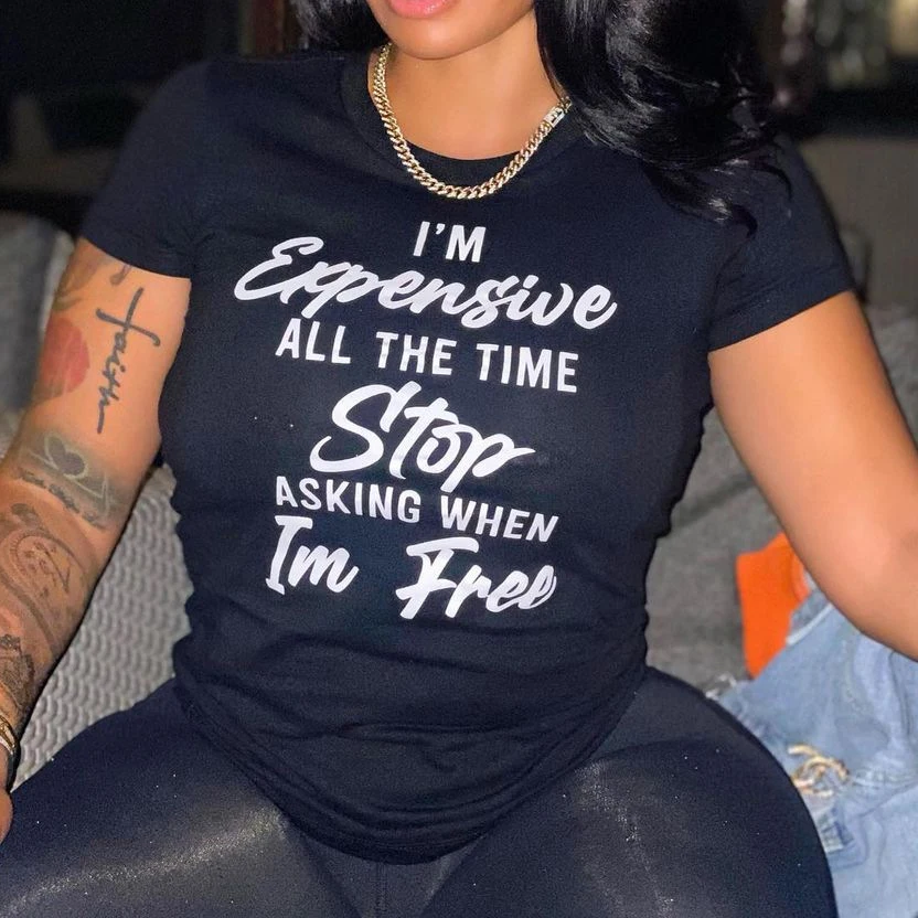 Plus Size Woman Tops Fashionable 2021 T-shirts Letter Printed Black Oversize Graphic Women Tops T Shirts
Plus Size Woman Tops Fashionable 2021 T-shirts Letter Printed Black Oversize Graphic Women Tops T Shirts