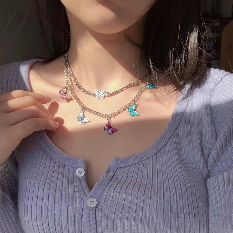 Bohemian Colorful Butterfly Choker Necklace For Women Silver Color Clavicle Chain 2020 Fashion Female Chocker Jewelry
Bohemian Colorful Butterfly Choker Necklace For Women Silver Color Clavicle Chain 2020 Fashion Female Chocker Jewelry