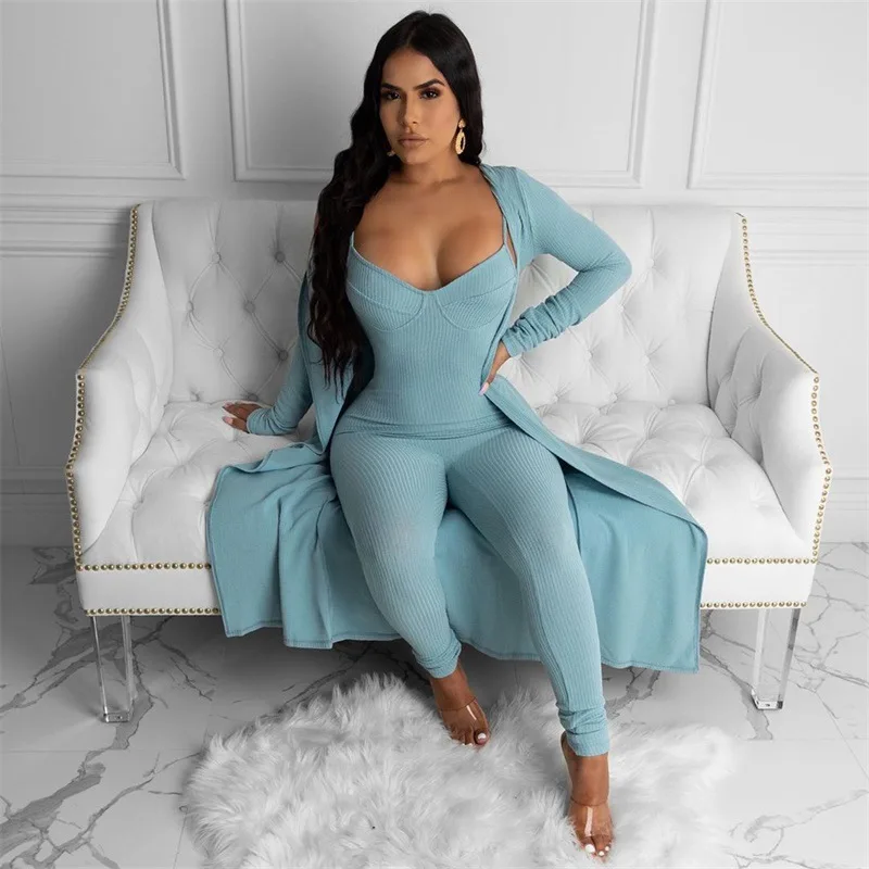 Spring Sexy Women Long Sleeves Bodycon Halter Backless Jumpsuit and Long Cardigan 2 Two Pieces Sets Ladies Loungewear
Spring Sexy Women Long Sleeves Bodycon Halter Backless Jumpsuit and Long Cardigan 2 Two Pieces Sets Ladies Loungewear