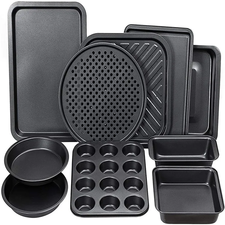 Customized Carbon Steel Nonstick 10 Piece Bakeware Cake Baking Tools Set for Home Loaf Cookie Sheet Pan
Customized Carbon Steel Nonstick 10 Piece Bakeware Cake Baking Tools Set for Home Loaf Cookie Sheet Pan