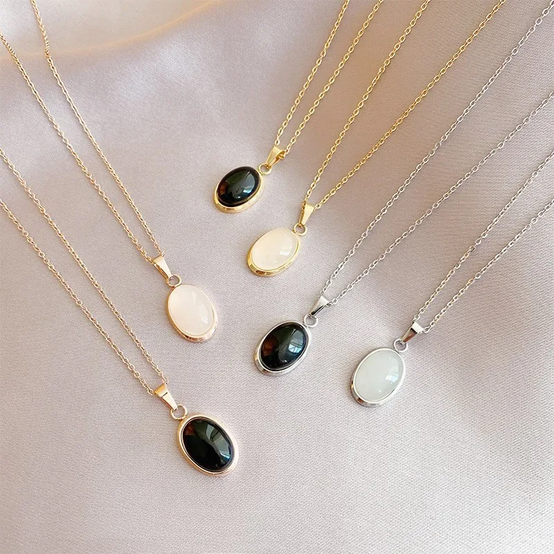 Wholesale O Chain Necklace Black White Cat's Eye Pendant Necklace Stainless Steel Necklace For Women
Wholesale O Chain Necklace Black White Cat's Eye Pendant Necklace Stainless Steel Necklace For Women
